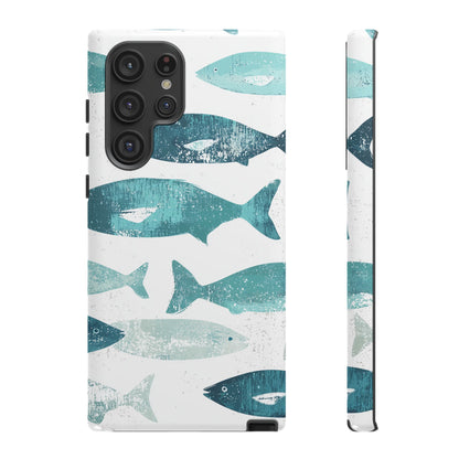 Vintage Blue Fish Print - Samsung Galaxy Series Case