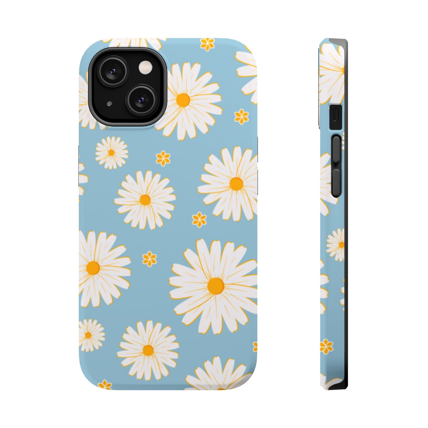 Bright Daisy MagSafe iPhone Case – Light Blue Background, Shockproof and Slim Design