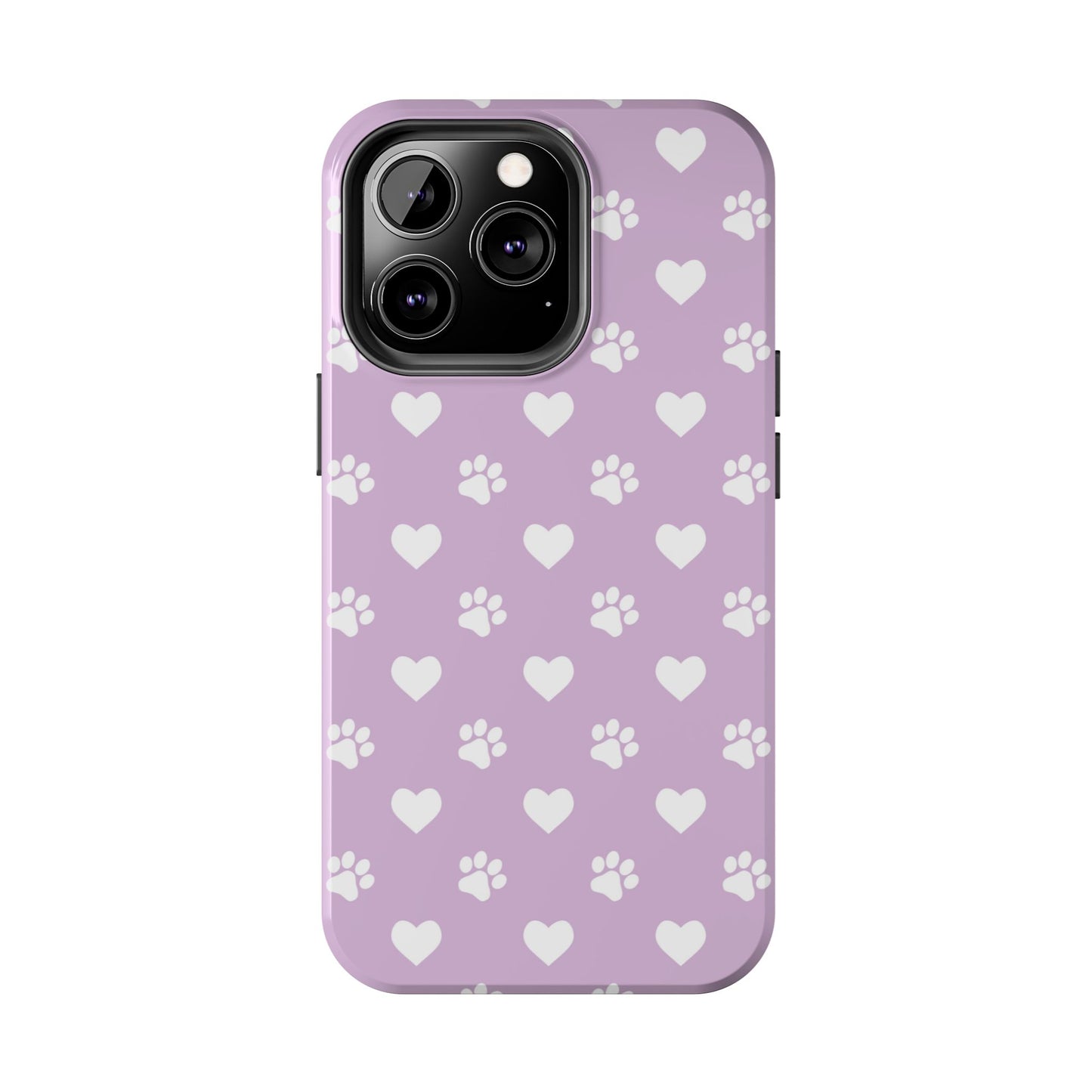 Purple Hearts & Paw Prints - Cute Pet Lover iPhone Case