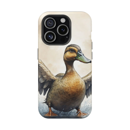 Graceful Duck in Watercolor Scene - MagSafe iPhone Case