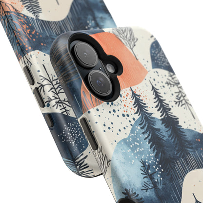 Winter Forest MagSafe iPhone Case | Watercolor Trees & Mountains