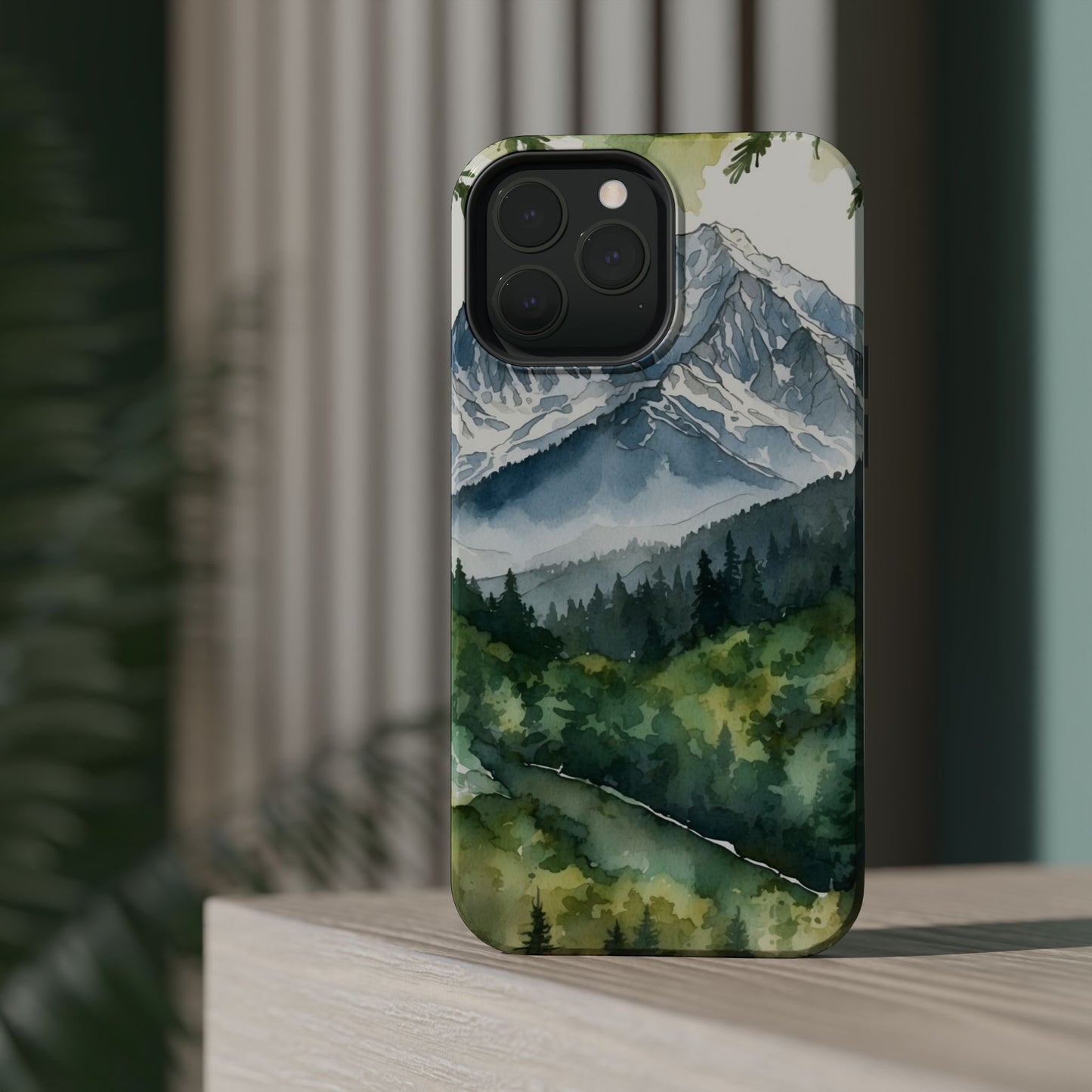 Watercolor Alpine Mountainscape - MagSafe iPhone Case