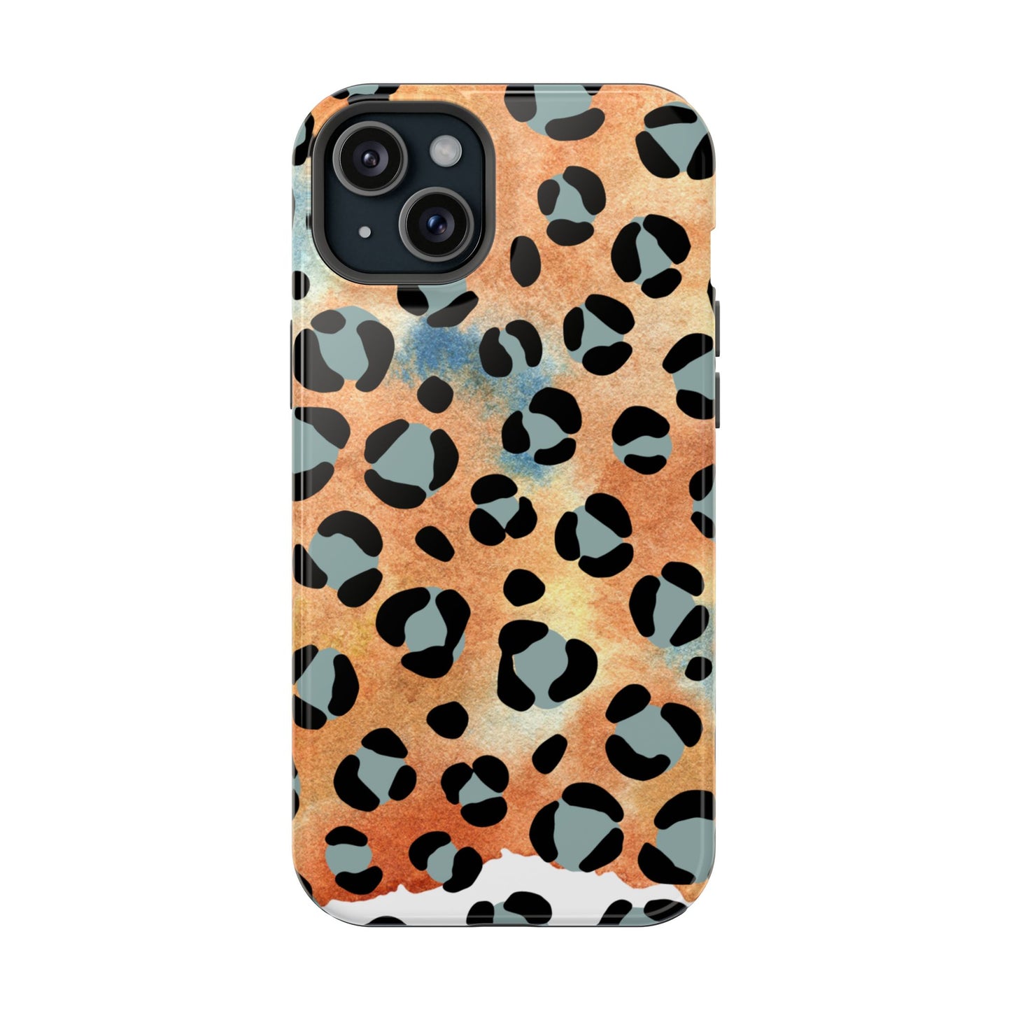 Sunset Watercolor Leopard Print Tough MagSafe iPhone Case – Artistic Animal Pattern with Dual-Layer Protection