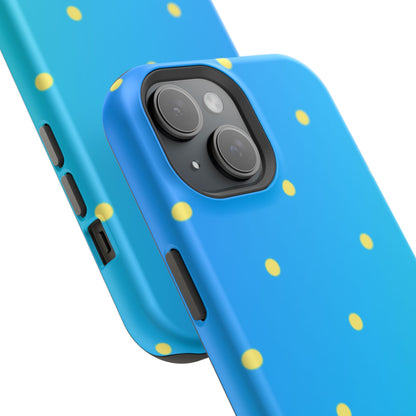 Blue Ocean Gradient Polka Dots MagSafe iPhone Case – Shockproof, Smooth Matte Finish, Dual-Layer Design