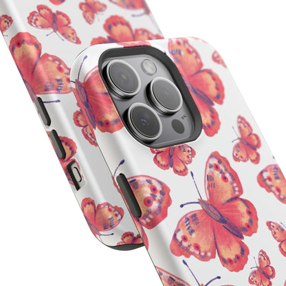 Coral Butterfly MagSafe iPhone Case – Slim, Protective Design with Bold Watercolor Print