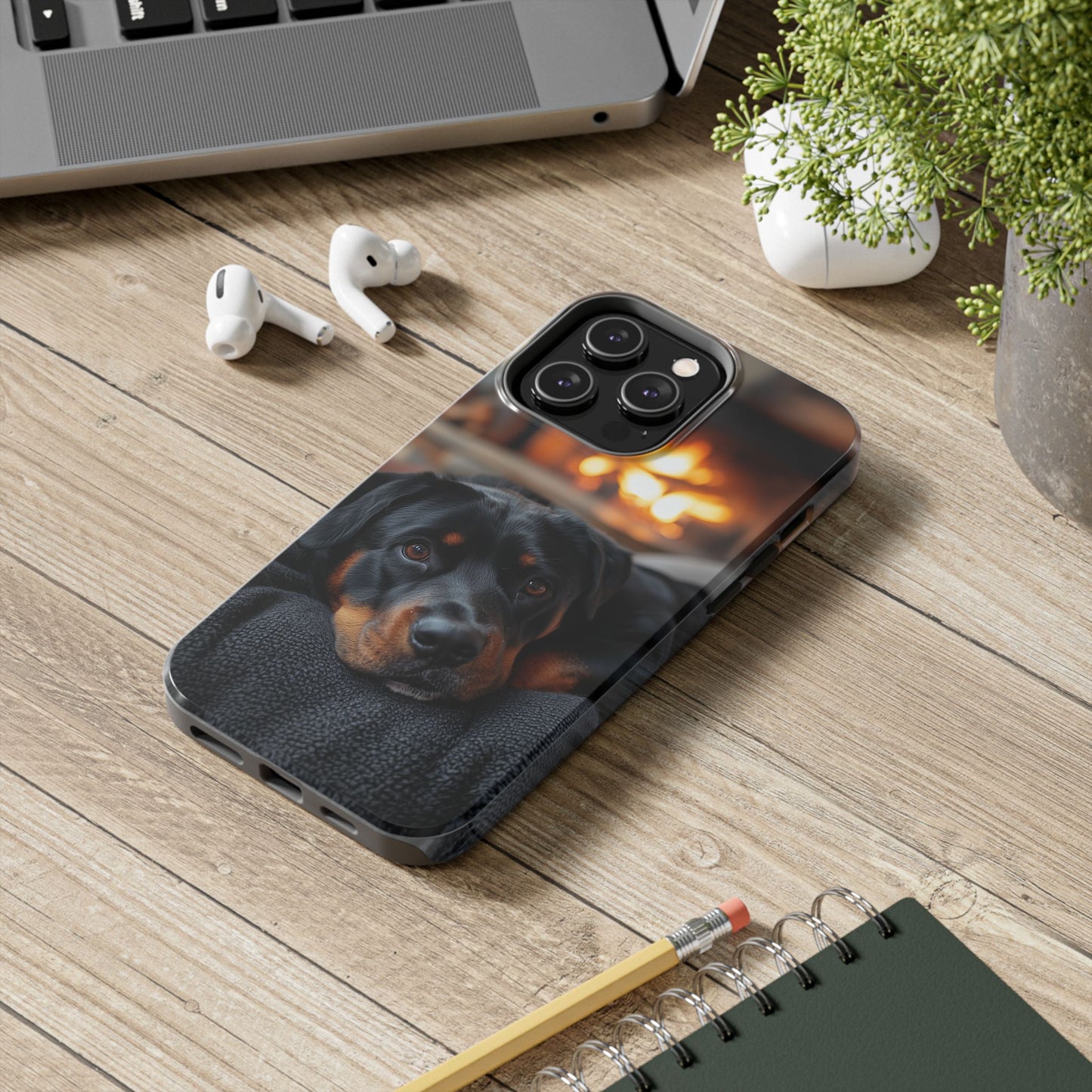 Warm Rottweiler by the Fireplace Samsung Galaxy Case – Rustic Charm for Dog Lovers