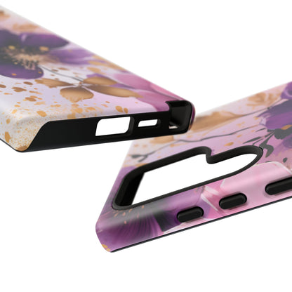 Elegant Purple & Gold Floral Samsung Galaxy Case - Luxe Flower Design