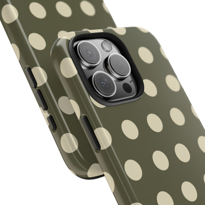 Vintage Green & Cream Polka Dots – iPhone Case