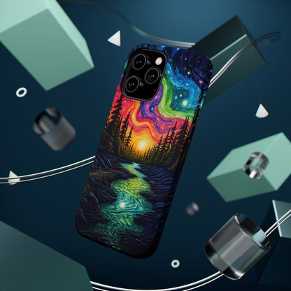 Celestial Nightscape MagSafe iPhone Case – Vibrant River and Starry Sky Design