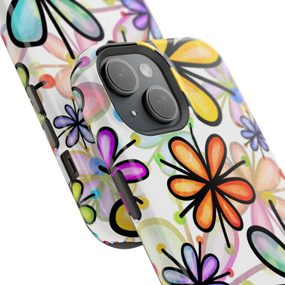 Retro Floral Pop MagSafe iPhone Case – Ultra-Slim Design, High-Gloss Finish