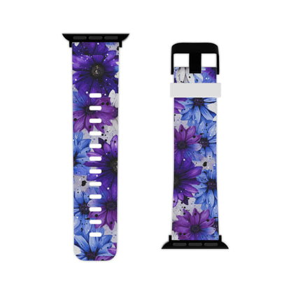 Vibrant Purple & Blue Floral Splash Apple Watch Band