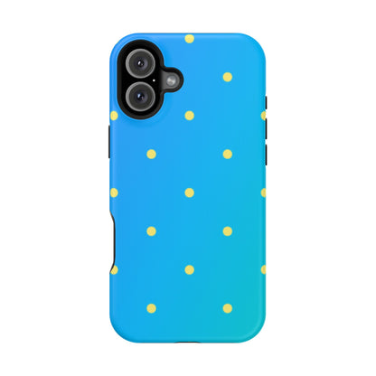 Blue Ocean Gradient Polka Dots MagSafe iPhone Case – Shockproof, Smooth Matte Finish, Dual-Layer Design