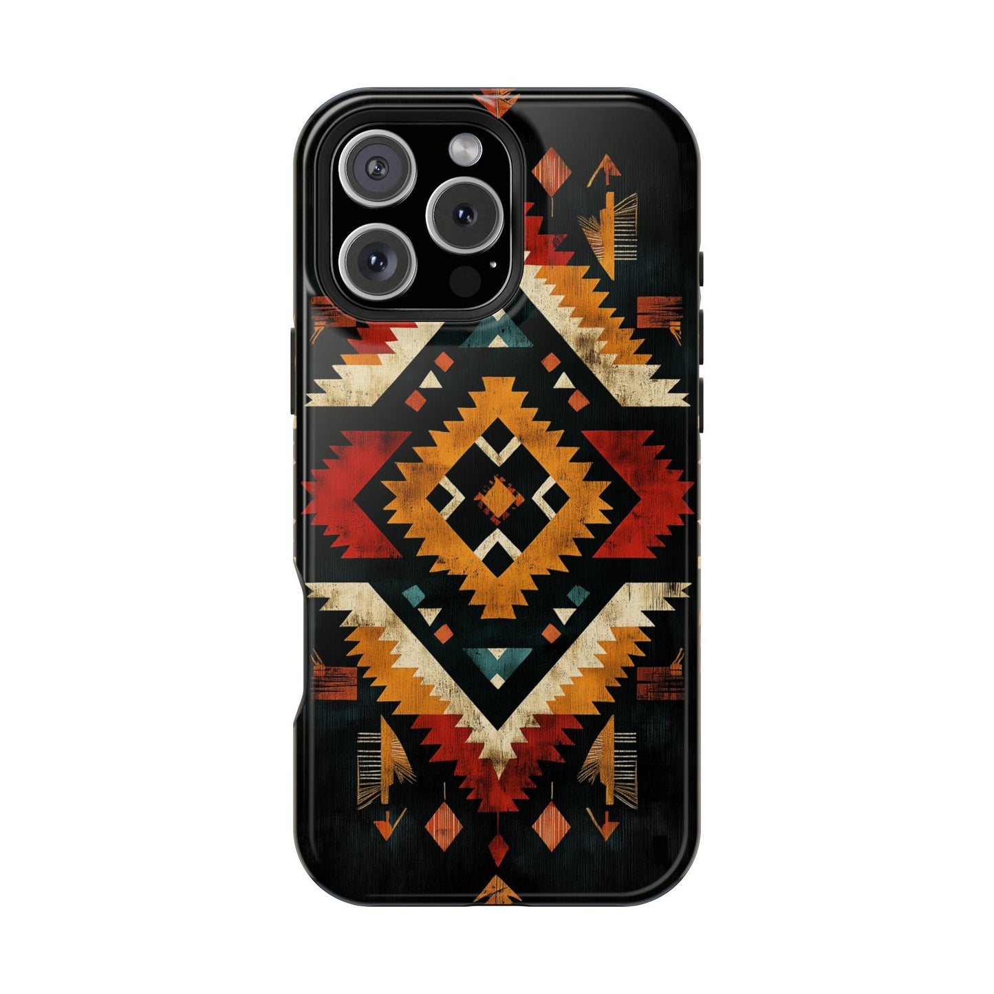 Southwestern Tribal Diamond Tough MagSafe iPhone Case – Bold Geometric Pattern, Dual-Layer Protection