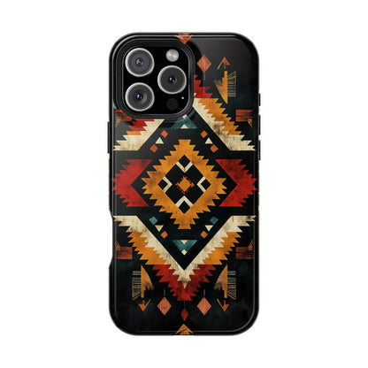 Southwestern Tribal Diamond Tough MagSafe iPhone Case – Bold Geometric Pattern, Dual-Layer Protection