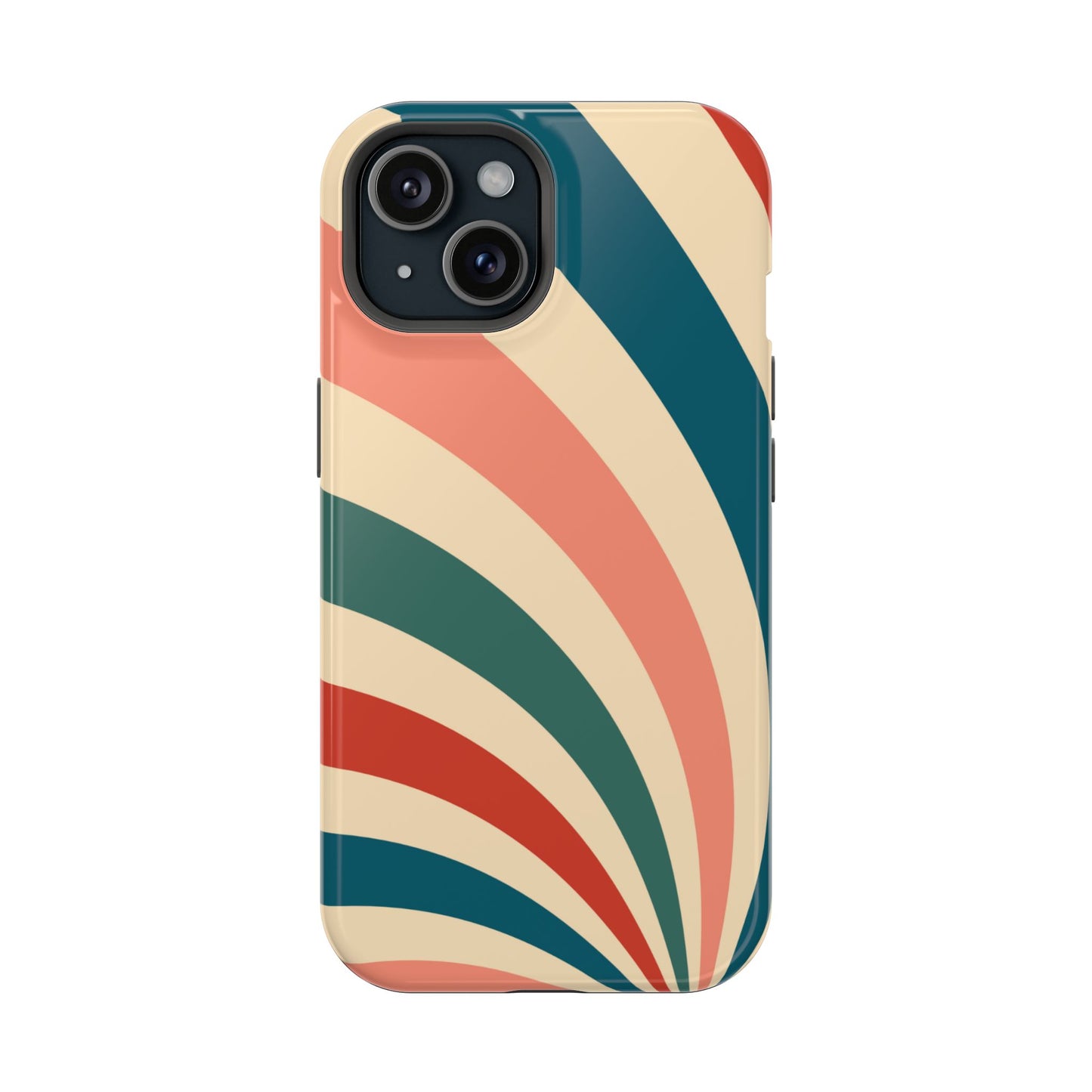 Retro Sunburst Swirl MagSafe iPhone Case – Dual-Layer Protection with Bold 70s Vibes