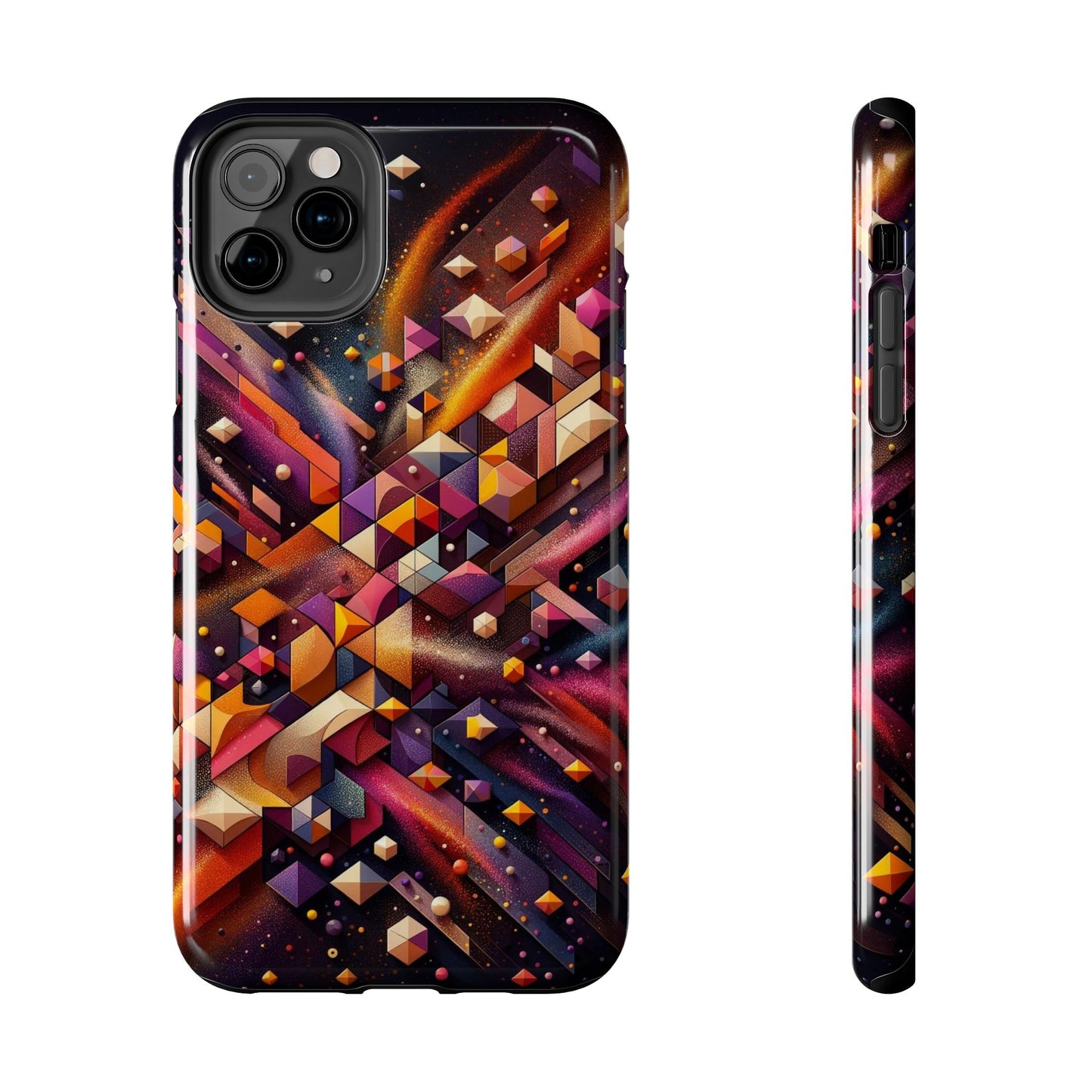 Geometric Galaxy iPhone Case - Abstract Cosmic Protective Cover - Retro Gamer