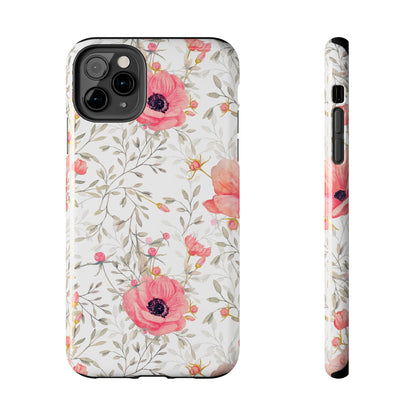 Pink Floral Watercolor iPhone Case – Feminine Poppy Blossom Design