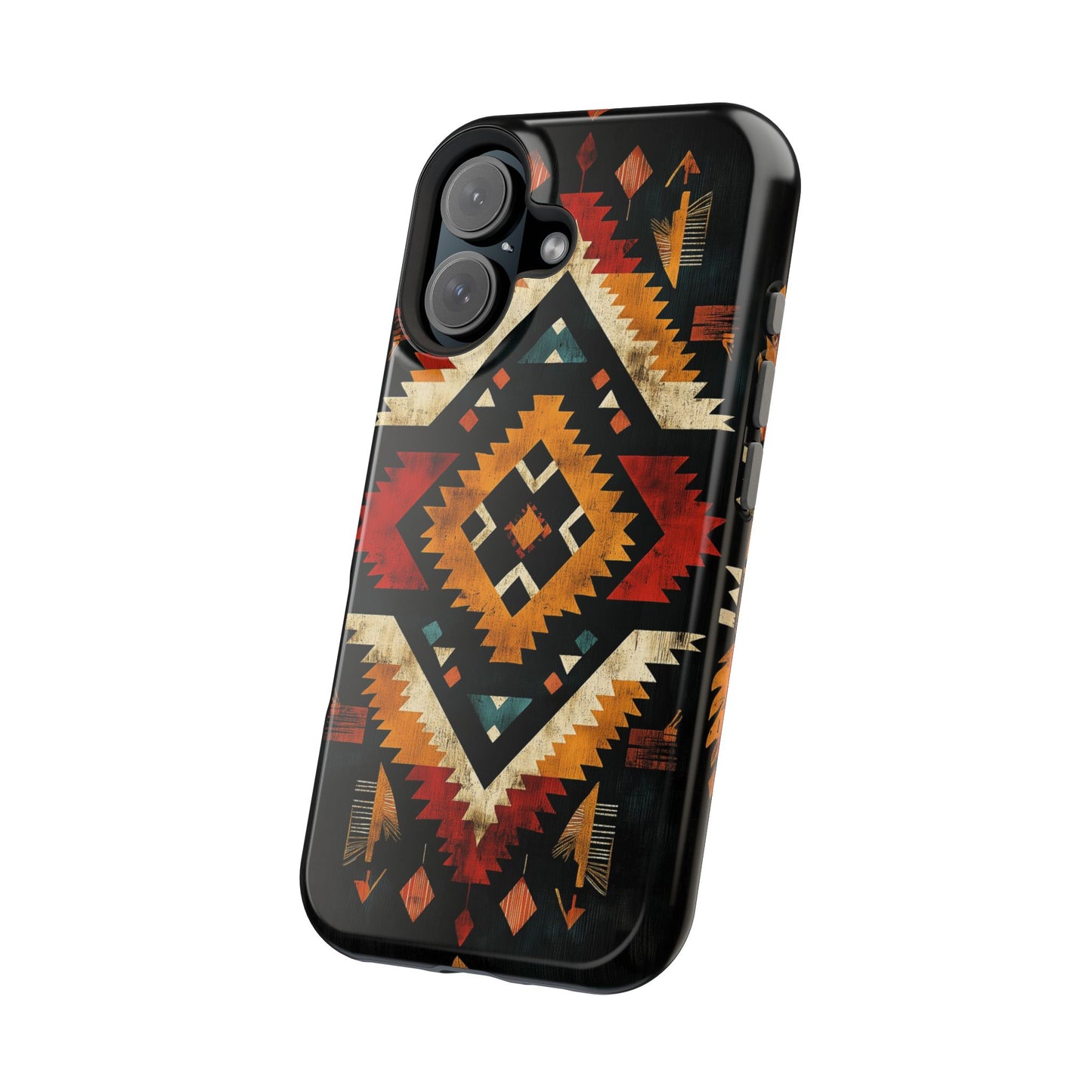 Southwestern Tribal Diamond Tough MagSafe iPhone Case – Bold Geometric Pattern, Dual-Layer Protection