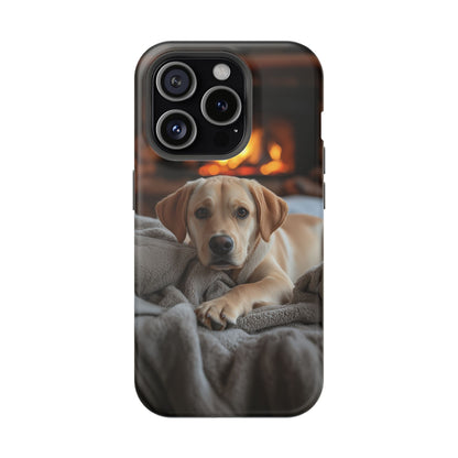 Cozy Golden Retriever by the Fireplace - MagSafe Case