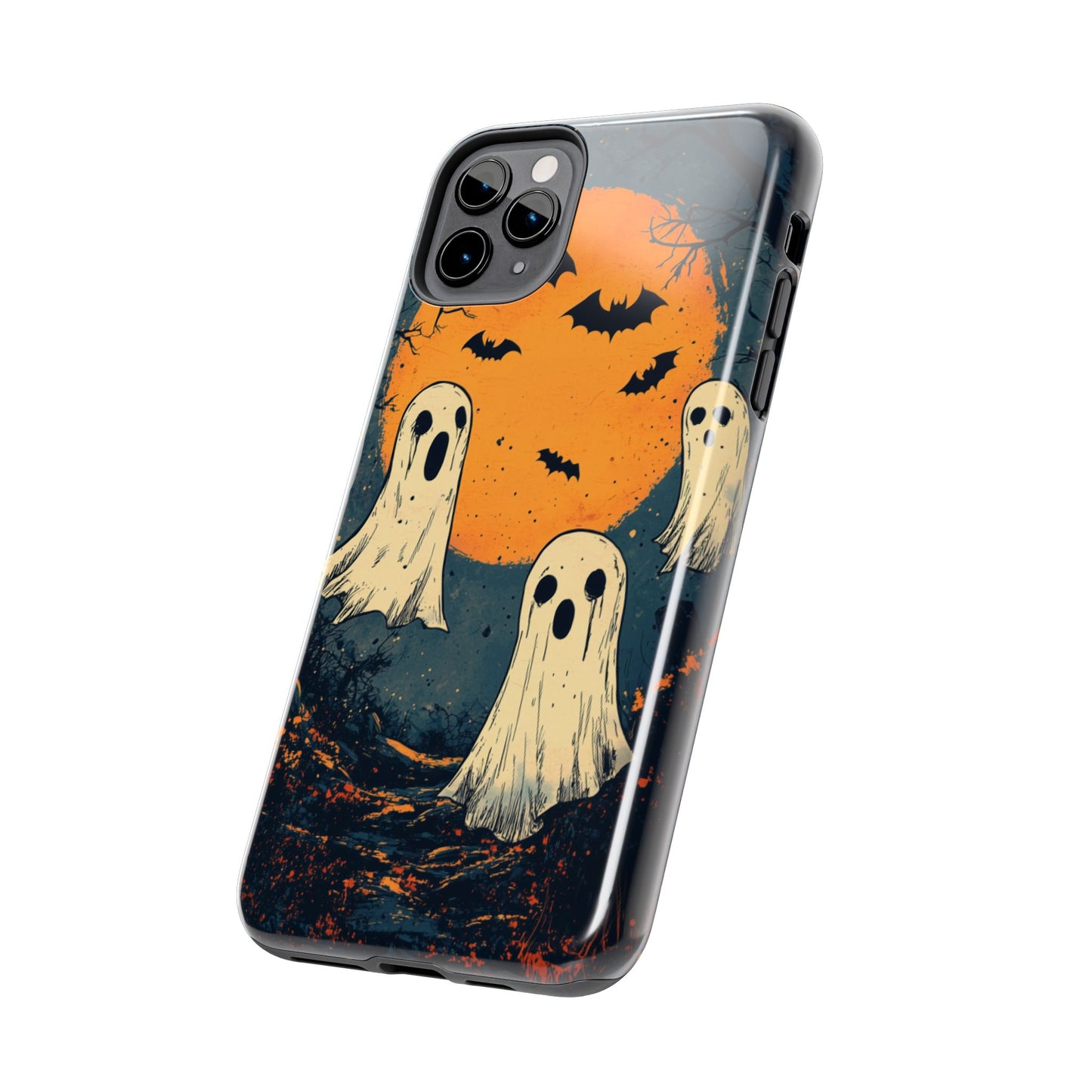 Haunted Ghosts & Full Moon iPhone Case – Spooky Halloween Design