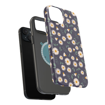 Midnight Daisy MagSafe iPhone Case – Dark Navy Floral Design, Slim and Protective