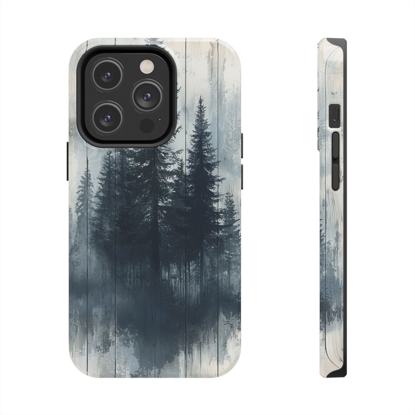 Rustic Pine Forest iPhone Case - Blue Toned Woodland Country Design