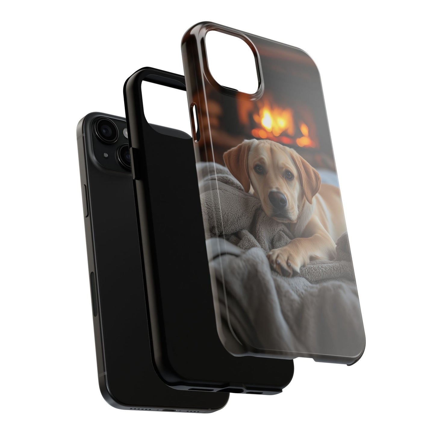 Cozy Golden Retriever by the Fireplace - iPhone Series Case