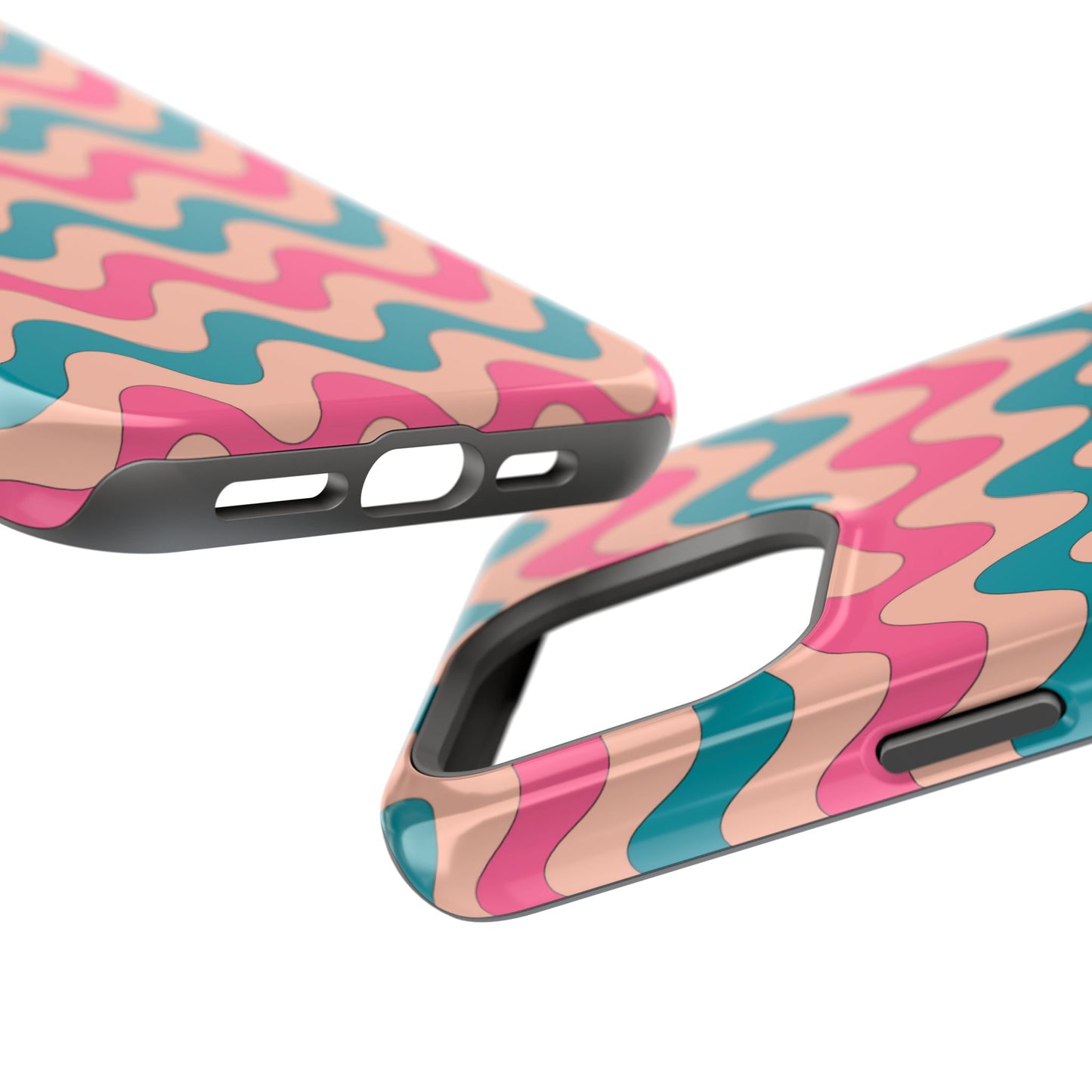 Retro Waves Pattern MagSafe iPhone Case – Shockproof Design with Dual-Layer Protection