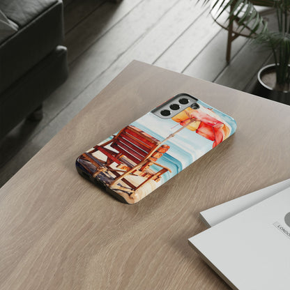 Beachfront Sunset Lounge Samsung Galaxy Case – Vibrant Watercolor Design