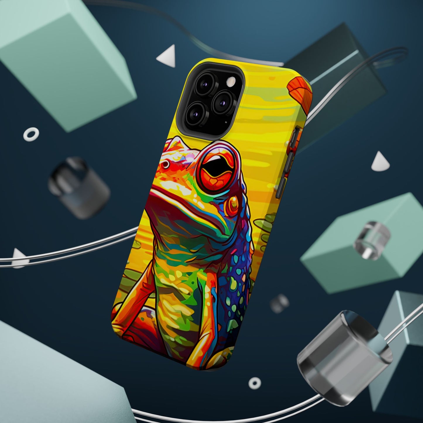 Vibrant Rainbow Frog Design – MagSafe iPhone Case