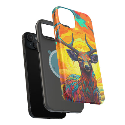 Vibrant Stag in Bloom – MagSafe iPhone Case