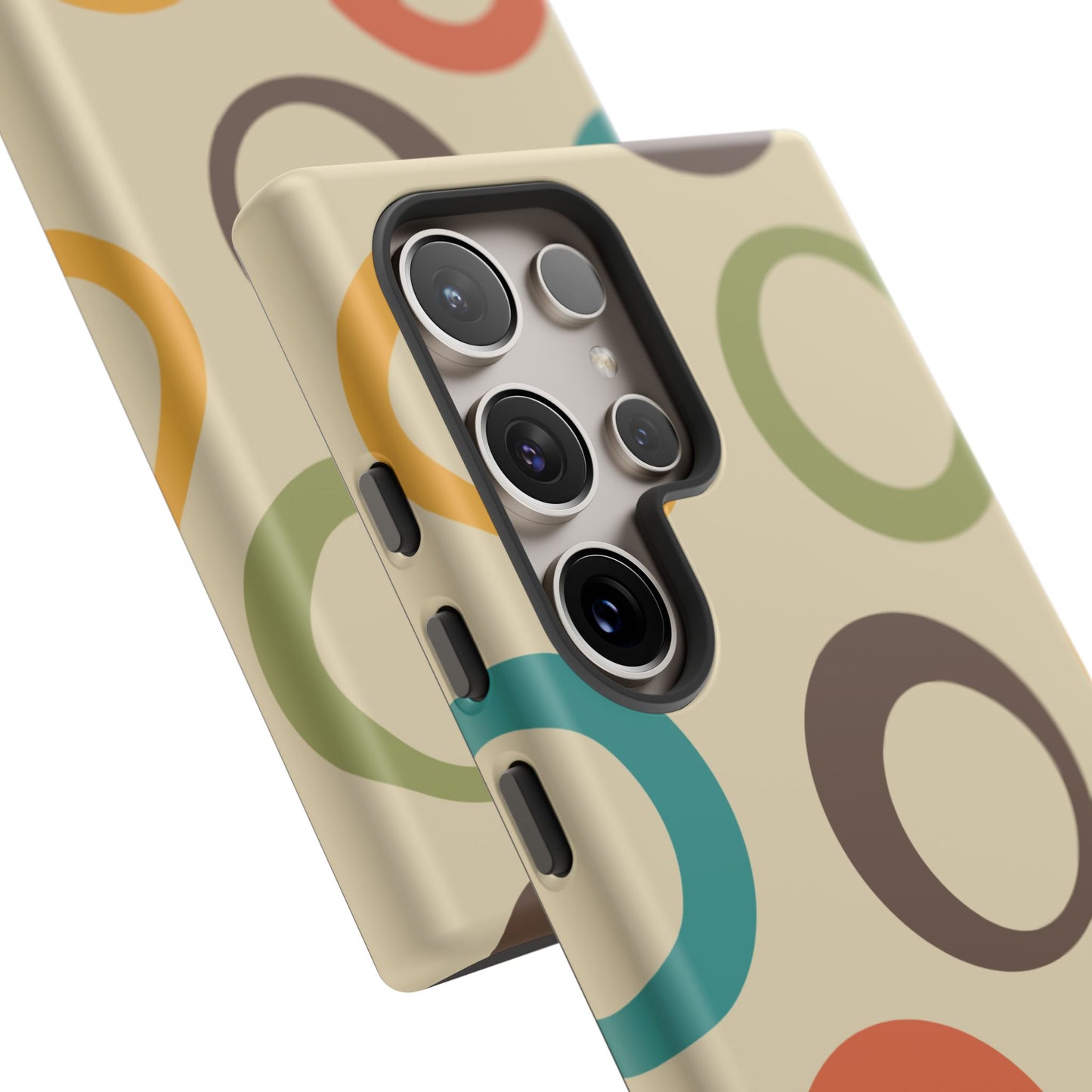 Retro Colorful Rings Samsung Galaxy Case – Shockproof, Matte Finish, Dual-Layer Protection