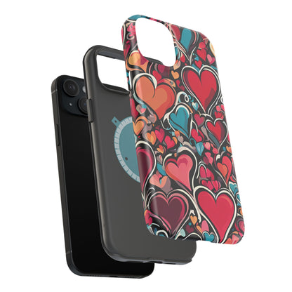 Vibrant Multicolor Heart Art – MagSafe-Compatible iPhone Case