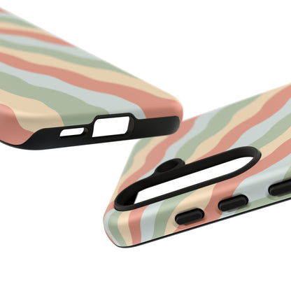 Earthy Retro Waves Samsung Galaxy Case – 70s-Inspired Wavy Stripes in Soft Green, Cream, and Rust