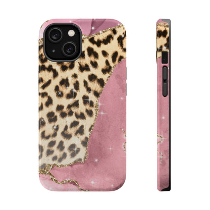 Pink Glam Leopard - MagSafe iPhone Series Case with Glitter Accents