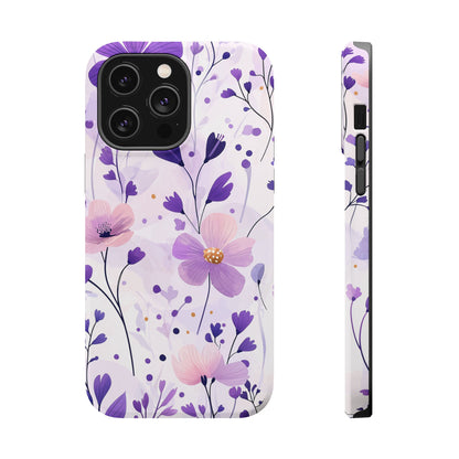 Purple Floral Bliss MagSafe iPhone Case – Delicate Blossom Design