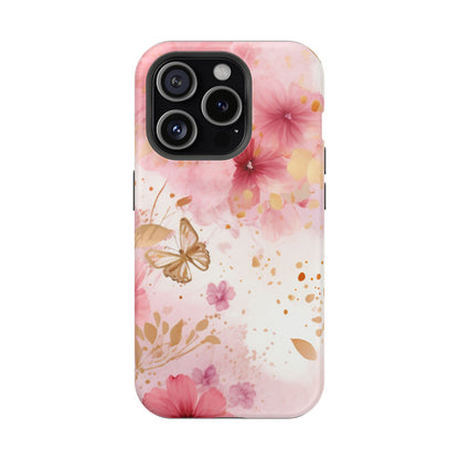 Blush Pink Floral Butterfly - MagSafe iPhone Case