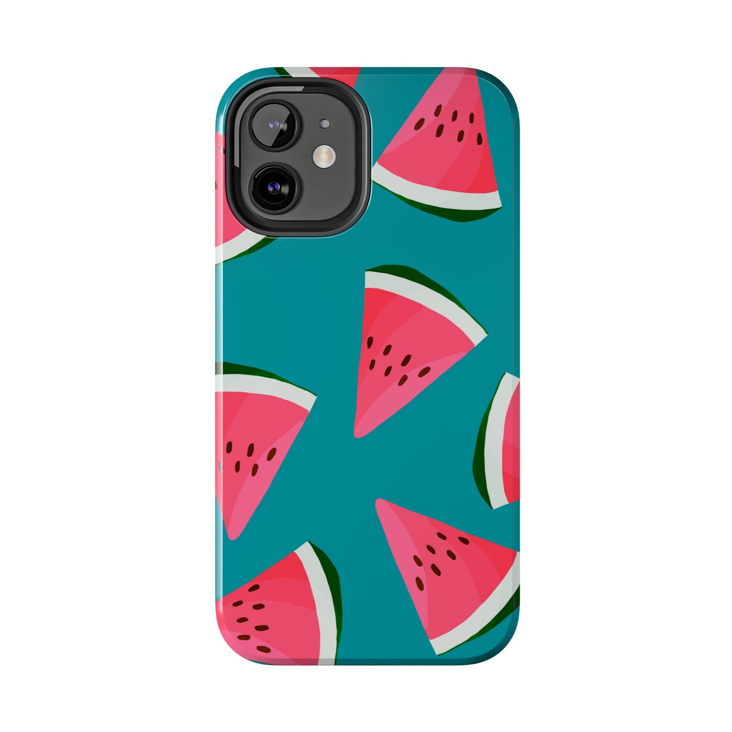 Watermelon Bliss iPhone Case – Vibrant Summer Fruit Design on Teal Background