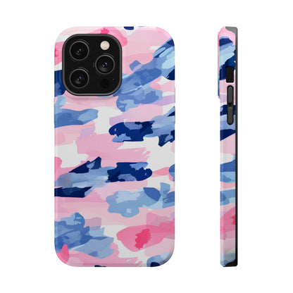 MagSafe Case: Dynamic Pink & Navy Brushstroke Art