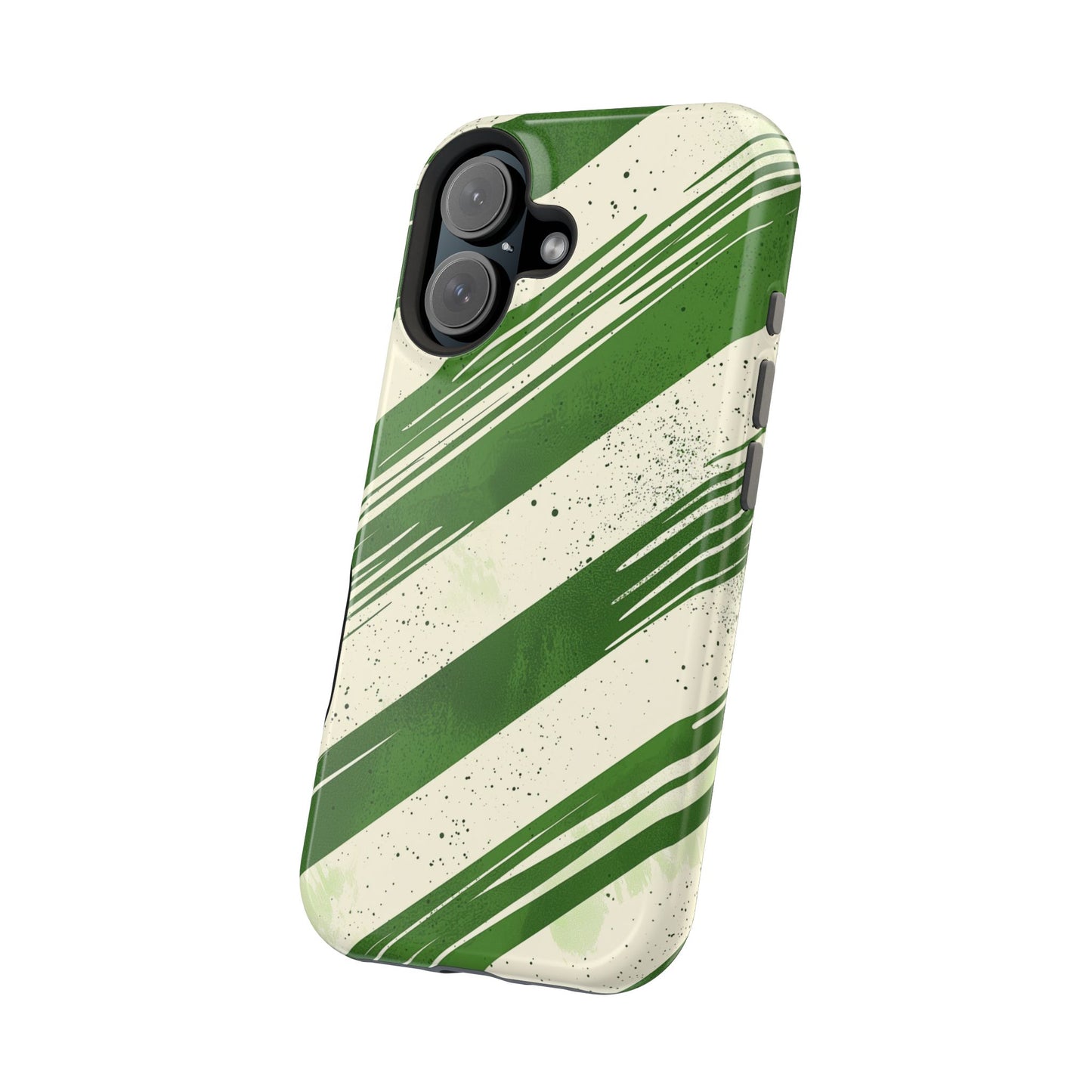 Green Stripes MagSafe iPhone Case – Bold Diagonal Brushstroke Design