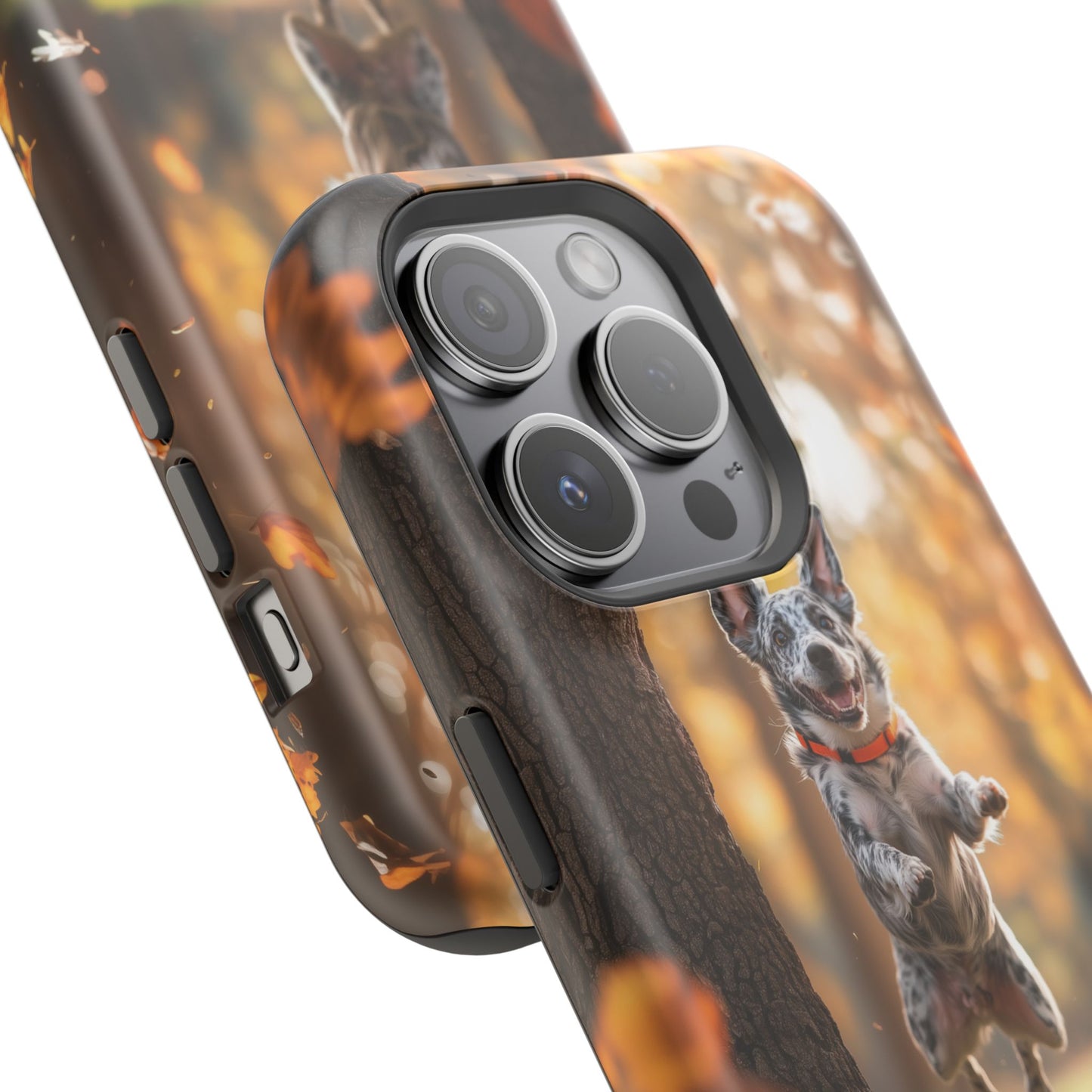 Energetic Blue Heeler Forest Pup MagSafe iPhone Case – Durable Outdoor-Inspired Design