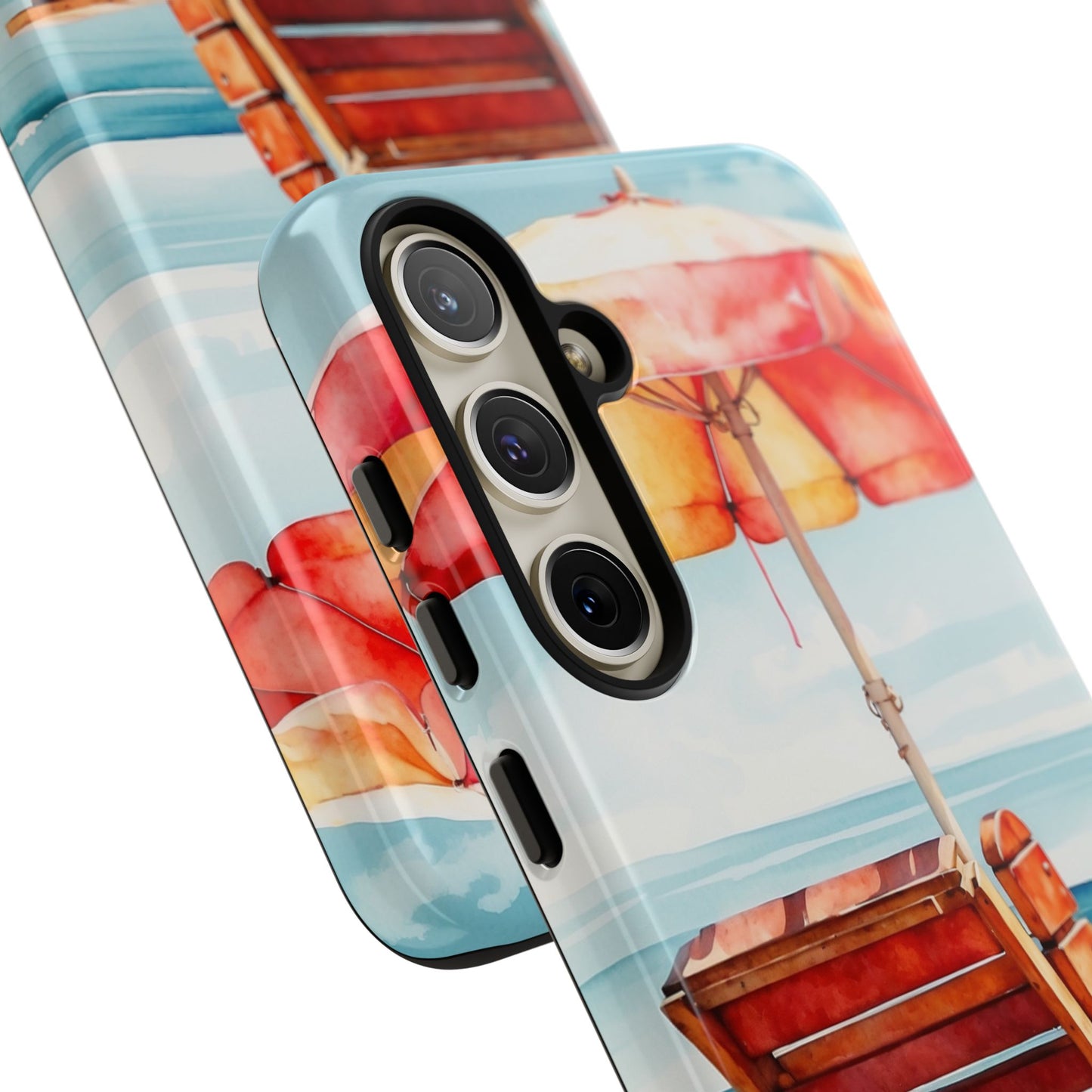 Beachfront Sunset Lounge Samsung Galaxy Case – Vibrant Watercolor Design