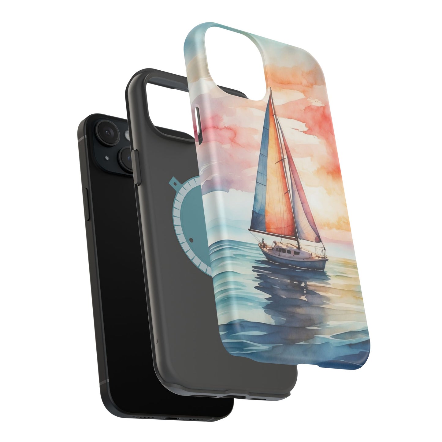 Sailboat Sunset MagSafe iPhone Case – Vibrant Watercolor Design