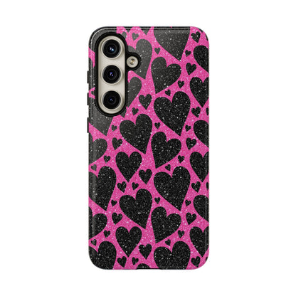 Pink Glitter Hearts Samsung Galaxy Case