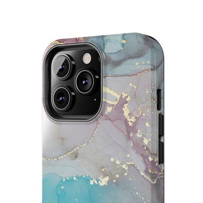 Sky Blue & Purple Marble Wave – iPhone Case with Fluid Swirl Pattern