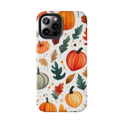 Autumn Harvest iPhone Case - Pumpkin and Fall Leaf Design