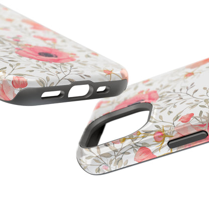 Pink Floral Watercolor MagSafe iPhone Case – Elegant Blossom Design with Magnetic Compatibility