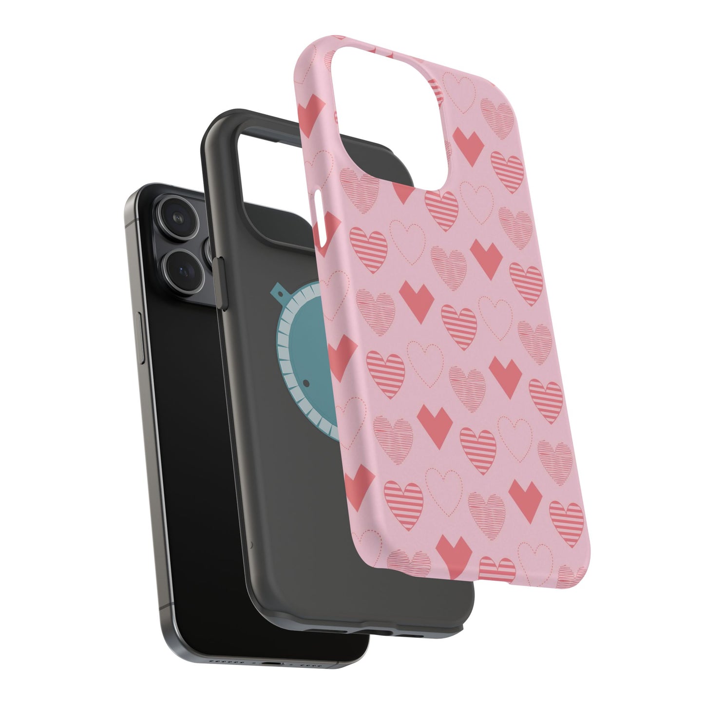 Striped Hearts MagSafe iPhone Case