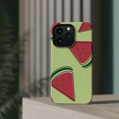 Watermelon Slice MagSafe iPhone Case – Fresh & Fun Design with Retro Geometric Pattern