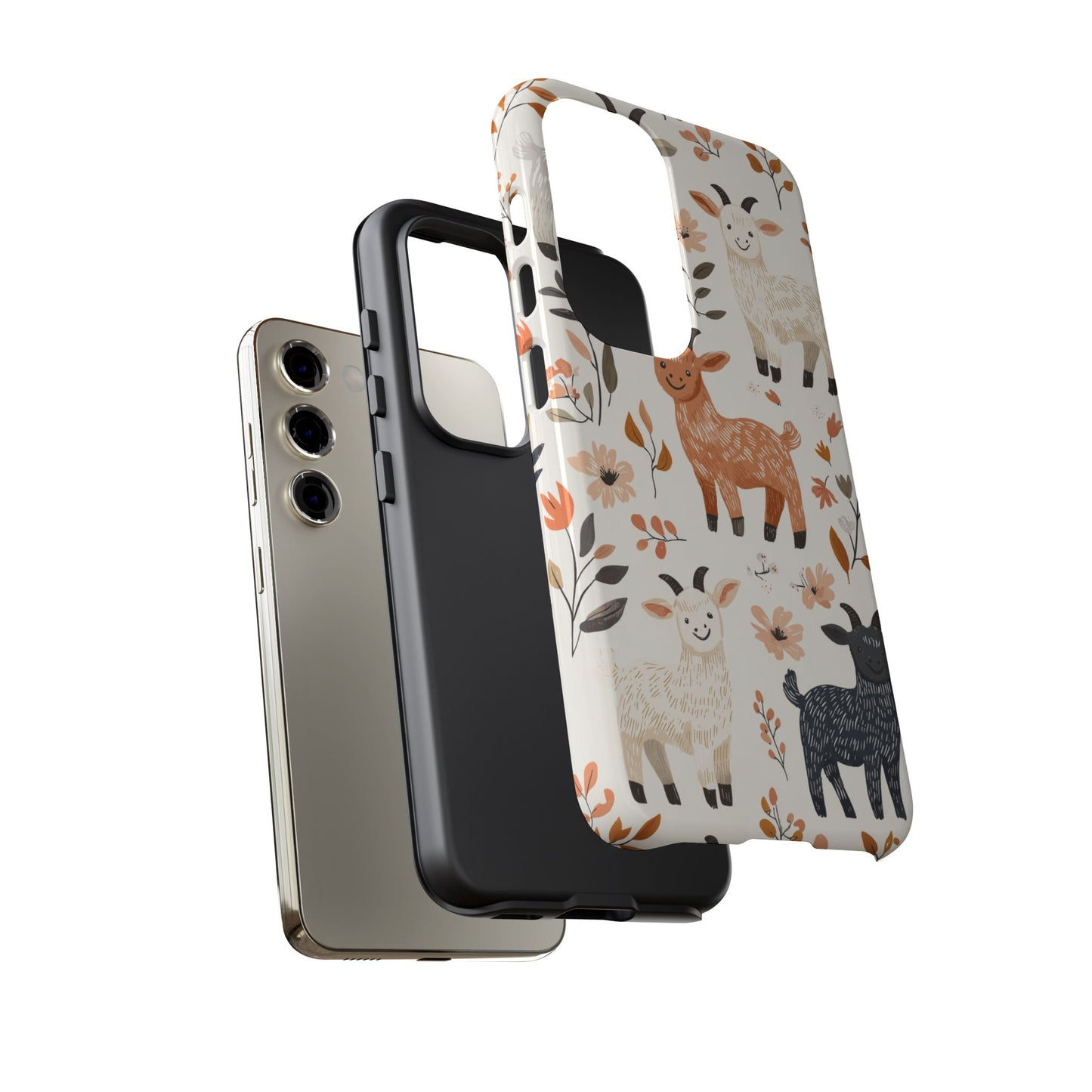 Samsung Galaxy Case: Smiley Goats & Dried Flowers – Vintage Charm